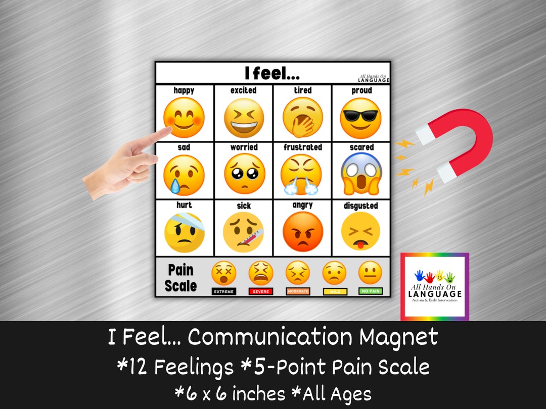 I Feel Communication Board, 6 X 6 Inches, 12 Feelings Plus Pain