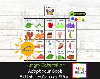 The Very Hungry Caterpillar Adapt YOUR Book Picture Set, Match to the Story, Engagement Activity, Autism Learning Printable Materials