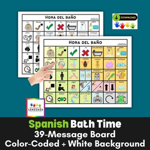 Tablero de comunicación para la hora del baño: CAA, ayuda visual (PDF imprimible, 2 versiones)