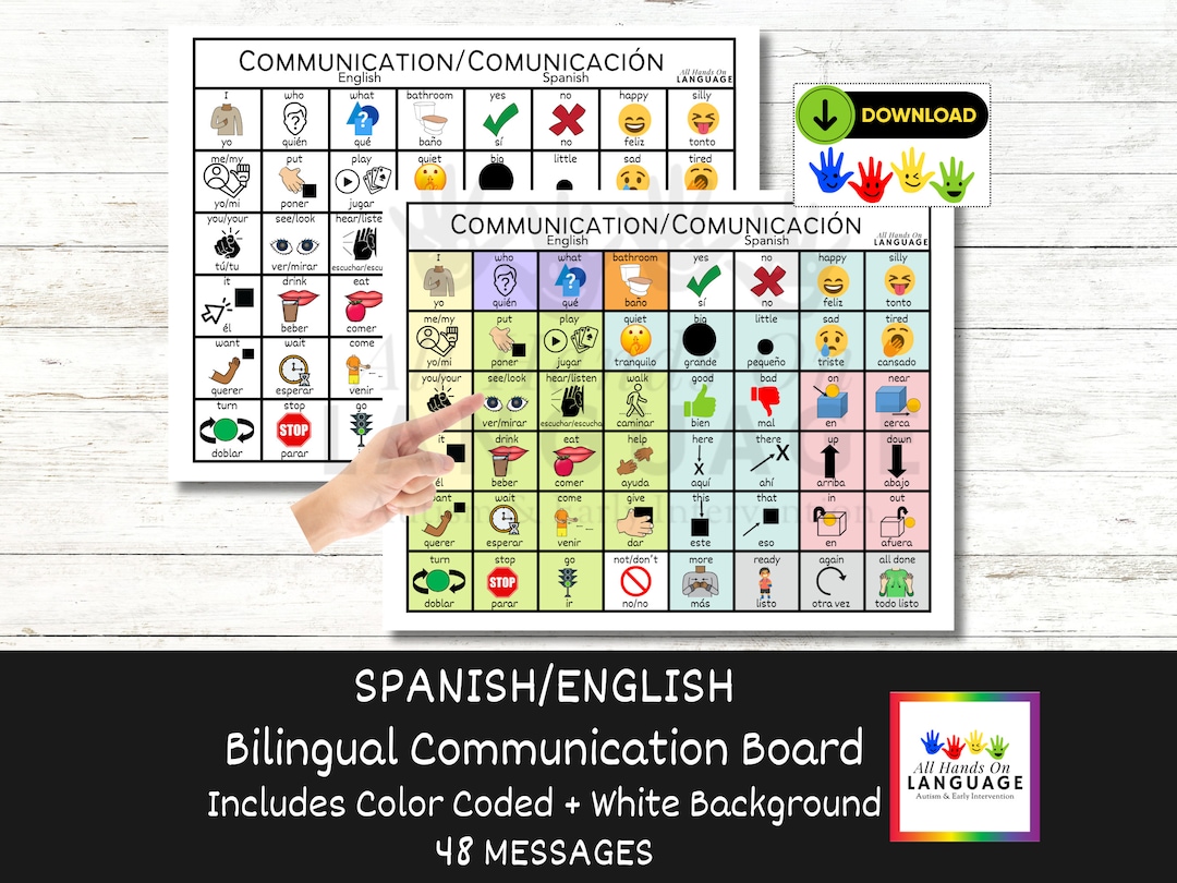 Bilingual Spanish English Communication Board for Aided Language - Etsy