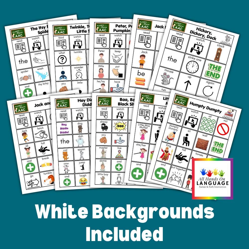 Nursery Rhyme AAC Boards Set: Speech & Autism Visuals (PDF Printable ...