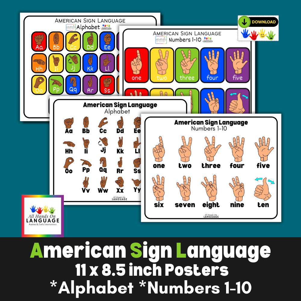 ASL Alphabet & Numbers Posters: American Sign Language (PDF