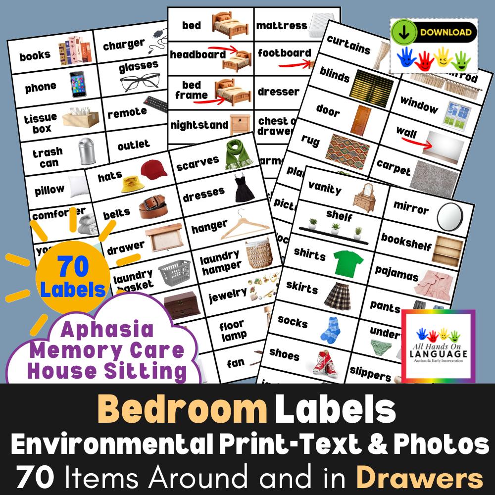 Label First Autism Bedroom Labels With Text & Photos: Autism, Aphasia, Memory Care (PDF ...