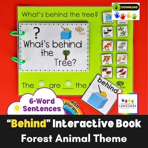 Forest Animals Interactive Book: Preposition "BEHIND", Plurals & Sentence Building (PDF)