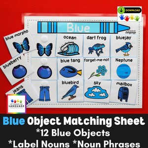 Blue Objects Matching Game: Kids Color Learning Activity (PDF)
