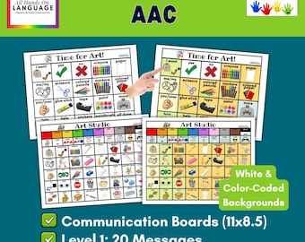 Art Materials Kommunikationstafeln: 2 Ebenen, AAC, Logopädie Visuelle Hilfe (PDF druckbar)