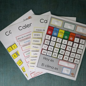 Spanish Interactive Calendar: Date, Weather, Season Learning (PDF Printable)