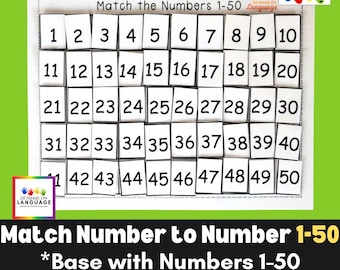 Numbers 1-20 Matching Activity: Match Word to Number, Autism