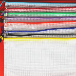 Zippered Plastic Mesh Storage Bags, 13.5 x 9.5", Organization