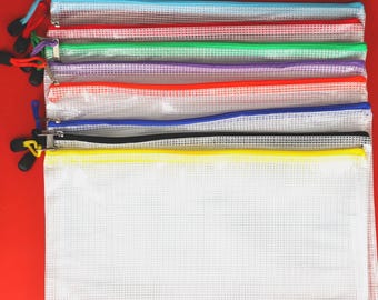 Zippered Plastic Mesh Storage Bags, 13.5 x 9.5", Organization