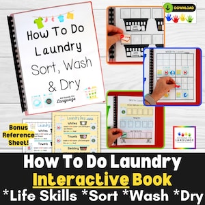 Laundry Skills INTERACTIVE Book: Sorting & Washing Guide, Autism Life Skills (PDF Printable)