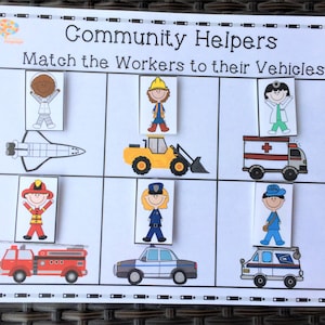 Community Helpers and Vehicles Matching Activity, What Does the Worker Drive?, Printable PDF