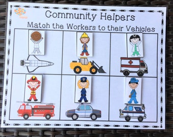 Community Helpers and Vehicles Matching Activity, What Does the Worker Drive?, Printable PDF