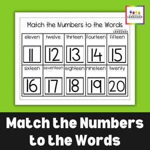 Numbers 11-20 Matching Activity: Match Number to Word, Autism ...
