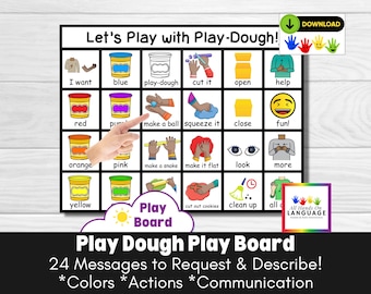 Play Dough Communication Board, Aided Language, AAC, ASL, Non Verbal, Pre Verbal Autism, Preschool, Speech Delay, PDF Printable