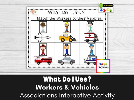 Community Helpers & Vehicles Matching Activity (Printable PDF)