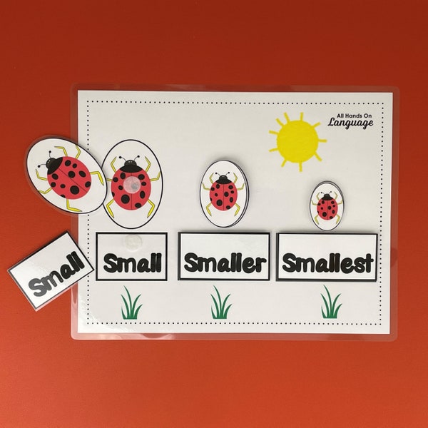 Small, Smaller, Smallest Ladybug Matching Activity, Put the Ladybugs in Size Order then Label! Preschool and Autism Printable PDF