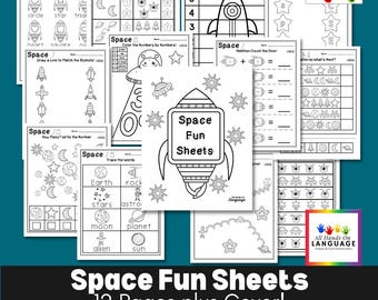 Space Worksheets: Preschool Kindergarten Learning (PDF Printable)