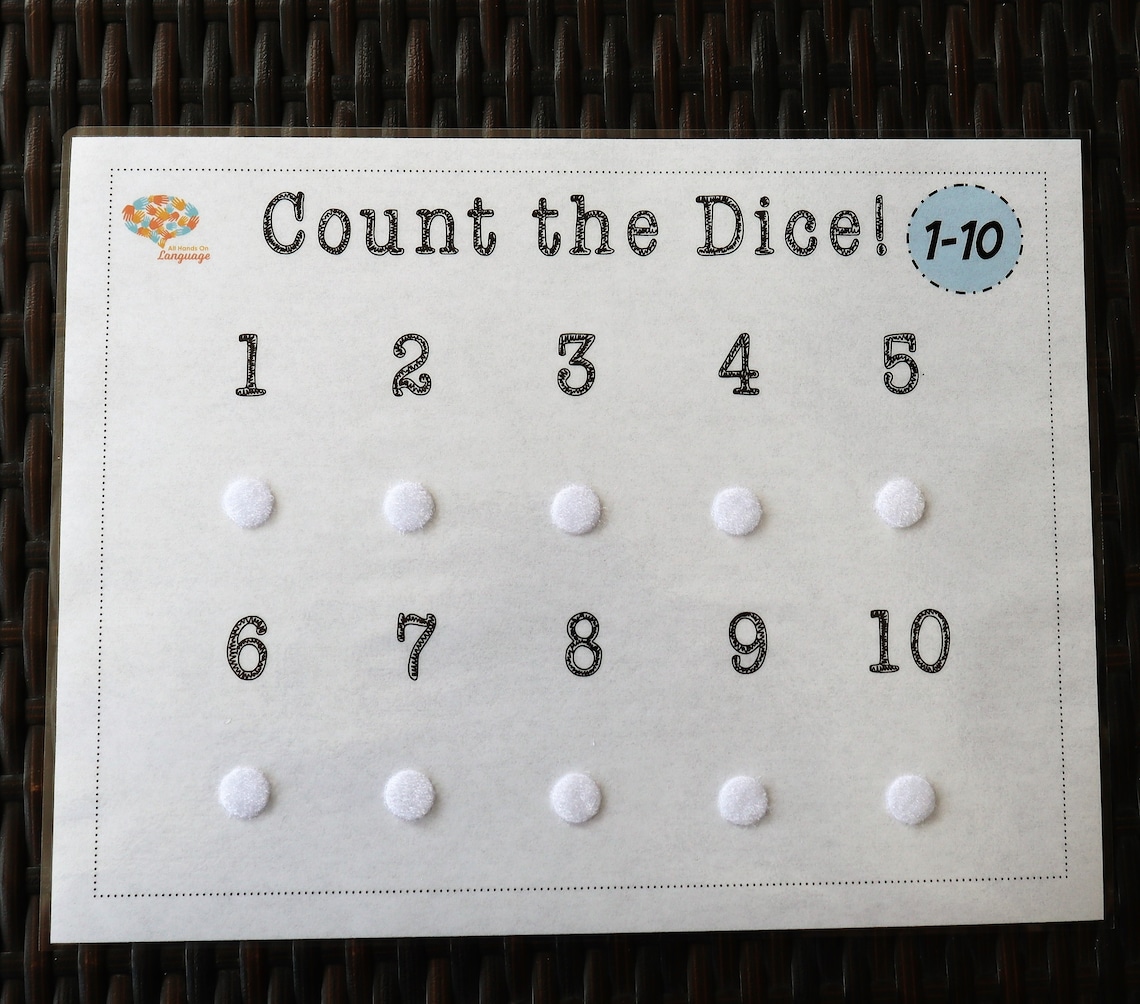 DIGITAL Dice Numbers 110 Count and Match Activity Autism Etsy