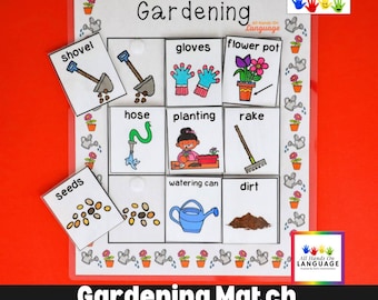 Gardening Vocabulary Matching Game: Spring Activity (PDF Printable)