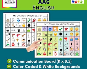 Core Communication Board: 48 Vocabulary Words, Color Coded + White