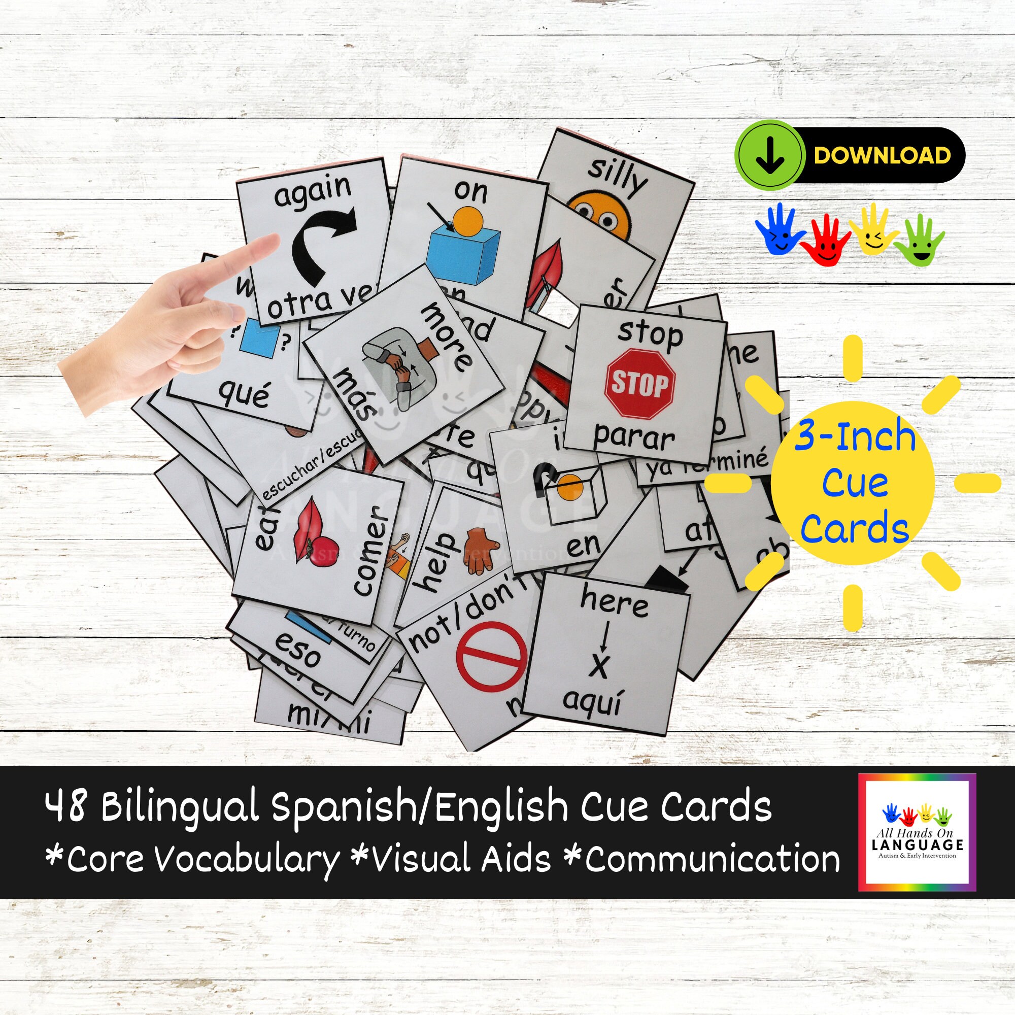 Bilingual Core Vocabulary Cue Cards 48 Words in Spanish - Etsy