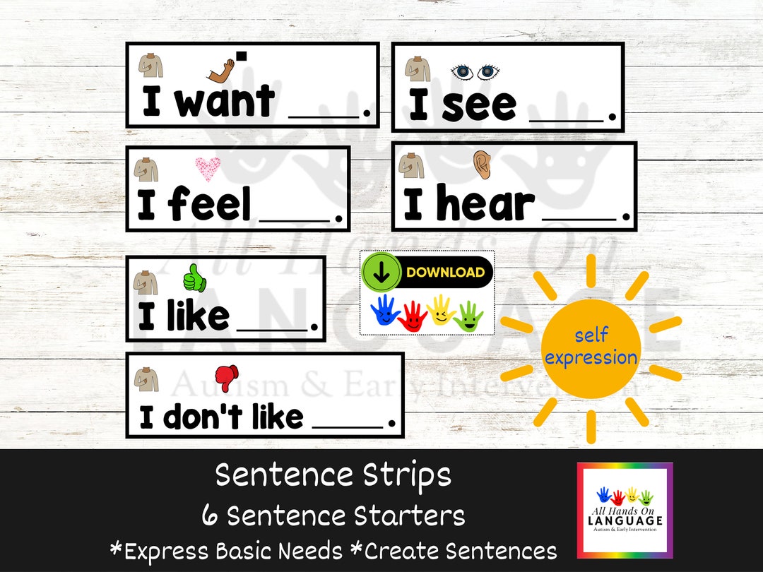 Sentence Strips to Express Basic Needs and Create Simple Sentences ...