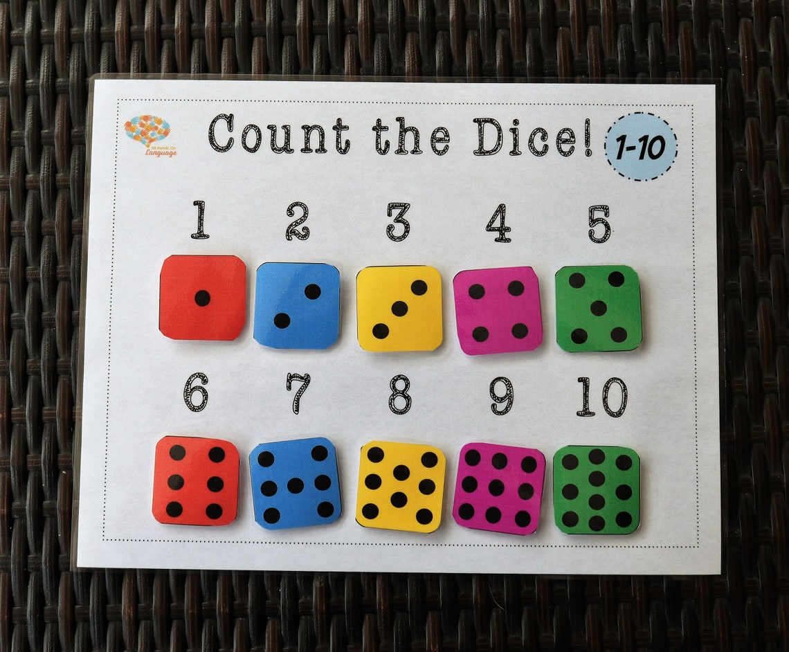 DIGITAL Dice Numbers 110 Count and Match Activity Autism Etsy