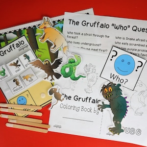 The Gruffalo Story Companion Set with Activities for Comprehension and Retelling Plus Coloring Book, Speech and Autism PDF Printable