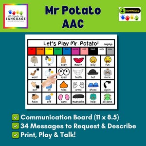 Mr. Potato Communication Board: AAC Speech & Autism Activity (PDF Printable)