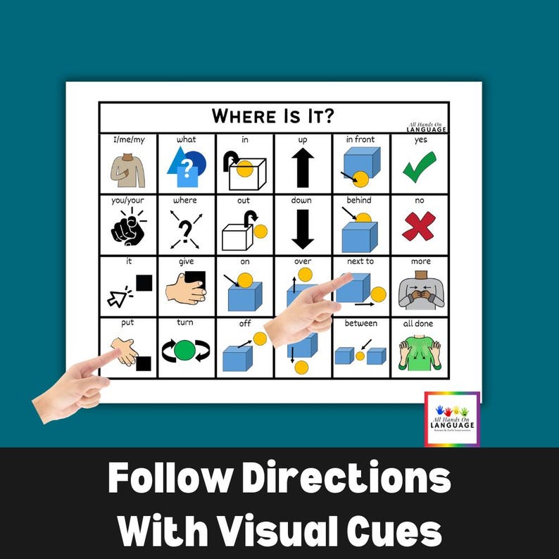 Preposition Communication Board: Visual Cues for Autism (PDF Printable ...