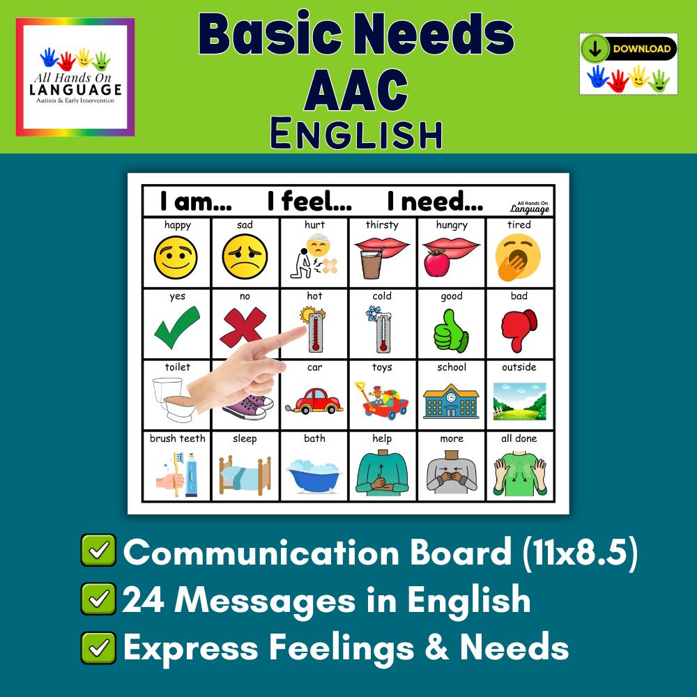 Basic Needs Communication Board: 24 Messages AAC (PDF Printable) - Etsy