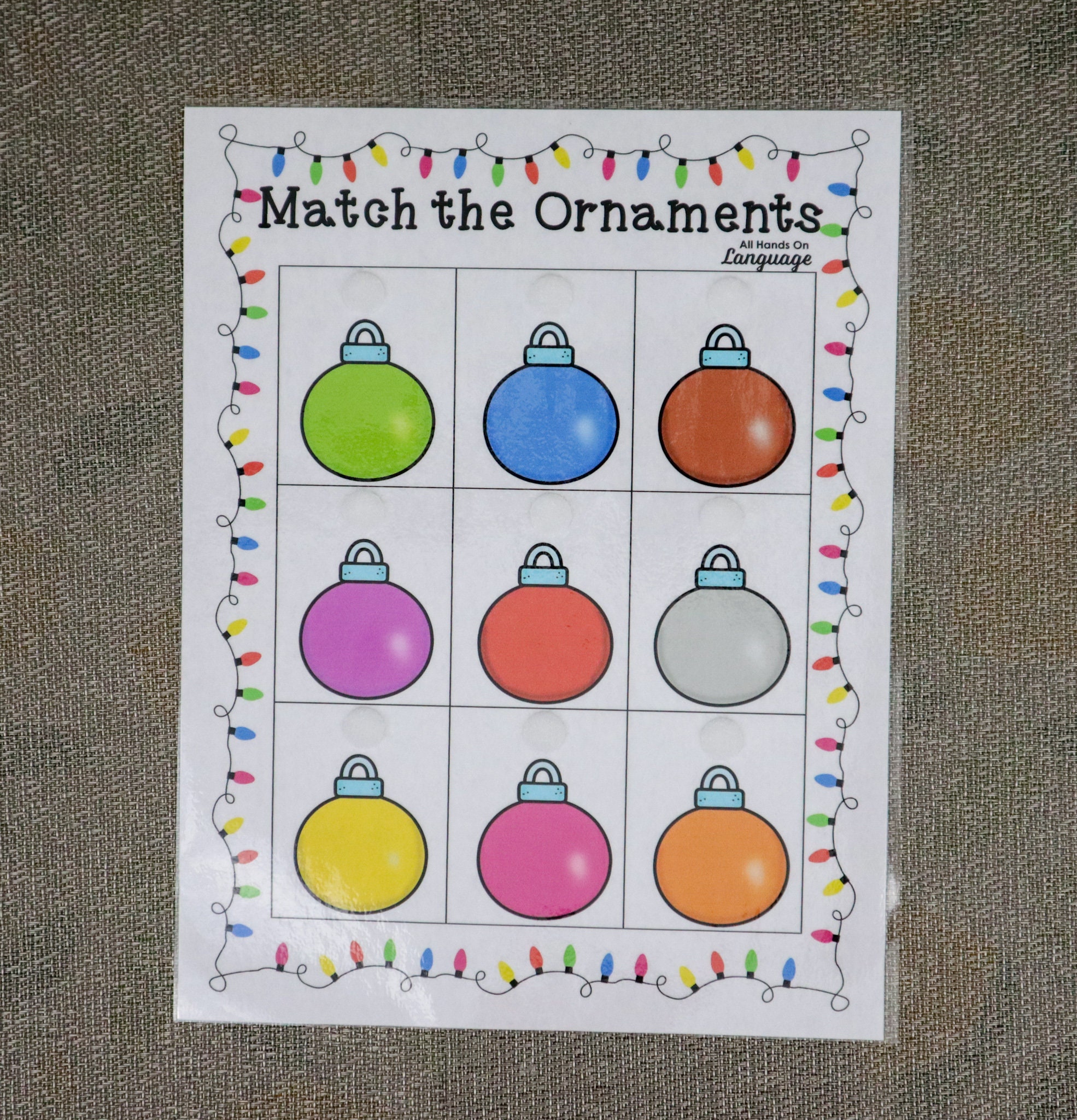 DIGITAL Match Christmas Ornaments 9 Colors Labeled Pictures Etsy España