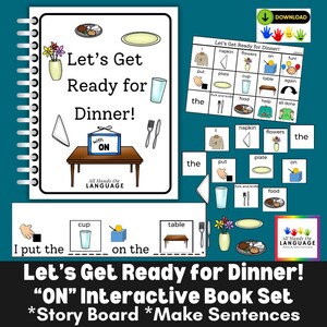 Interactive Book: Let's Get Ready for Dinner with ON - Speech Therapy (PDF Printable)
