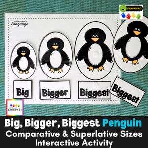 Penguin Size Ordering Activity: Big, Bigger, Biggest (PDF Printable)