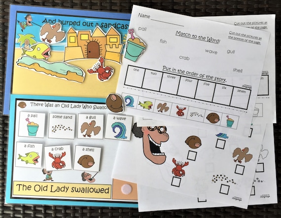 Old Lady Who Swallowed A Shell Story Companion Activities Etsy
