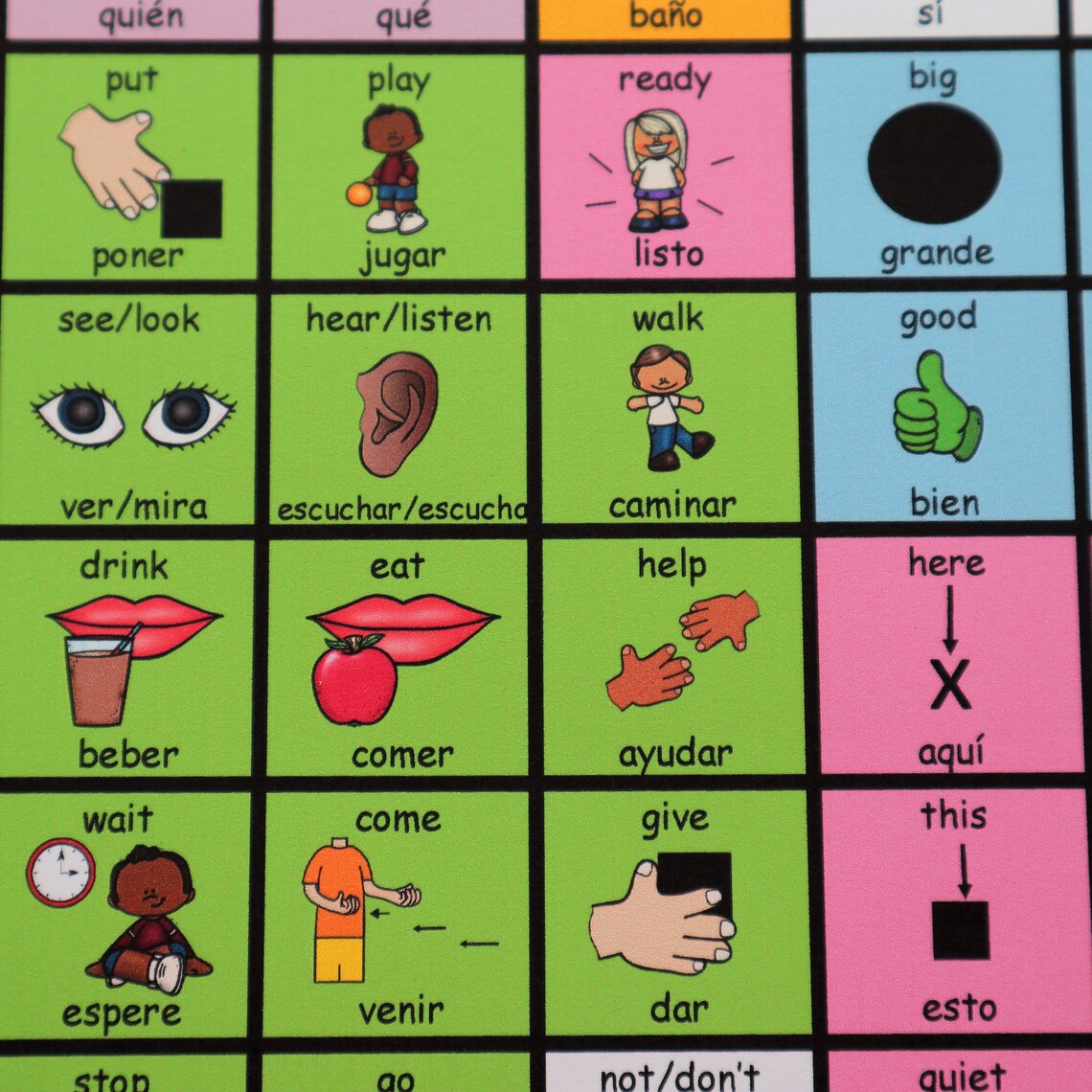 DIGITAL Bilingual Communication Board English and Spanish 48 Etsy