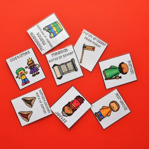 Purim Matching Activity, Match 8 Labeled Purim Pictures and Discuss Jewish Holiday Traditions ...