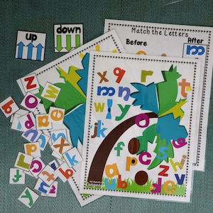 Chicka Chicka Boom Boom Story Begleiter, Hintergrundmatten, 26 Buchstaben, + Up- und Down-Cue-Karten, Autismus druckbare PDF