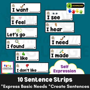 Autism Speech Therapy: Basic Sentence Strips (PDF Printable)