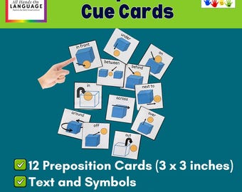 Preposition Cue Cards: Speech Therapy Visuals (PDF Printable)