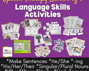 Autism Language Activities Bundle: Pronouns, Verbs, Prepositions & More (PDF Printable)
