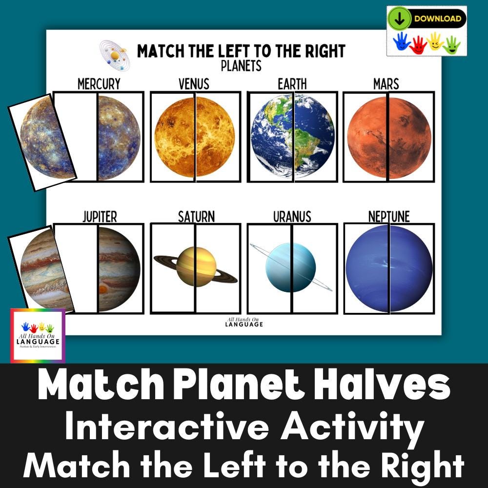 Planet Halves Match-up Game: Solar System Activity (PDF Printable