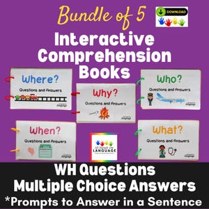 WH Question Comprehension Books Bundle: Speech Therapy (PDF Printable)