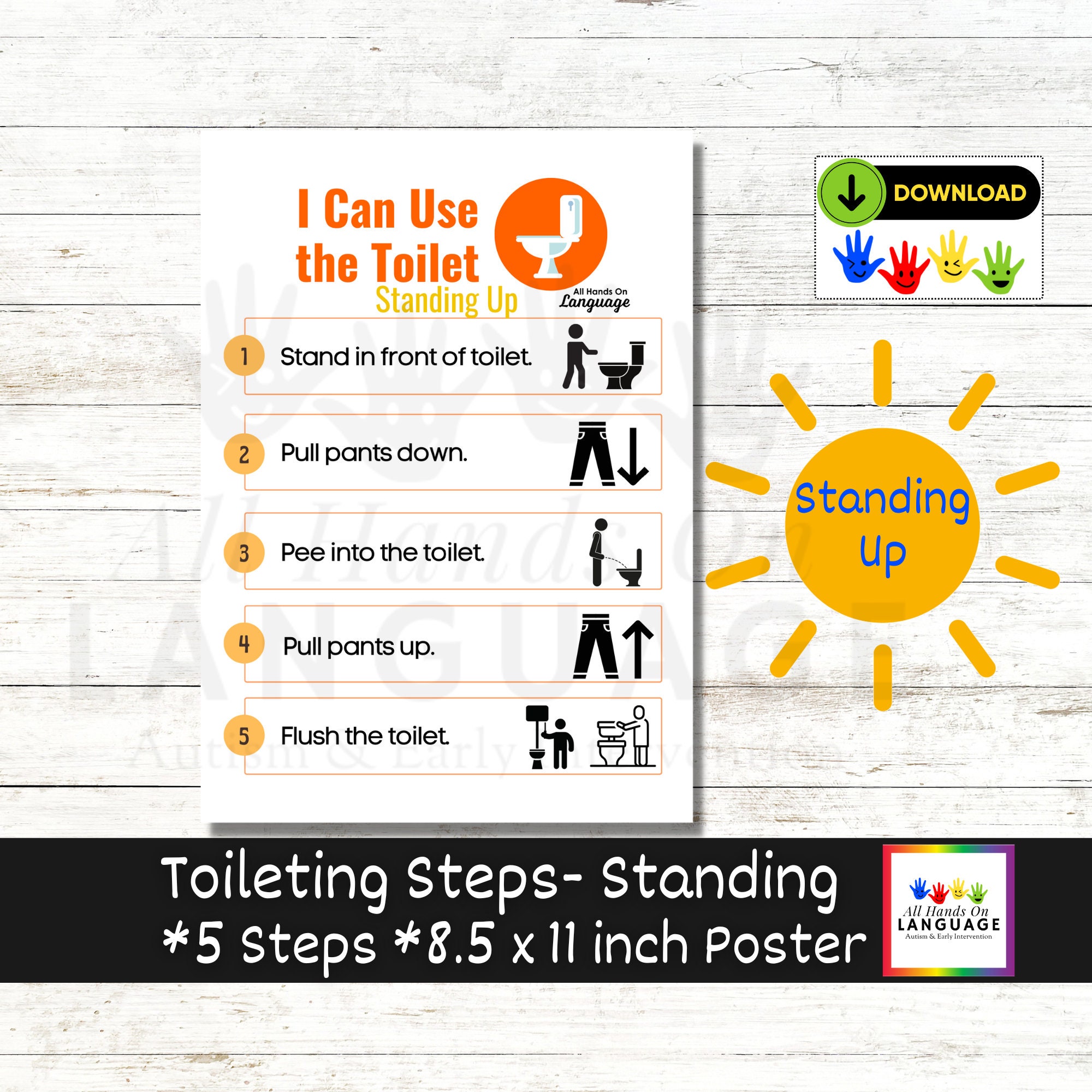 Toileting Sequence Chart I Can Use the Toilet Standing Up Etsy
