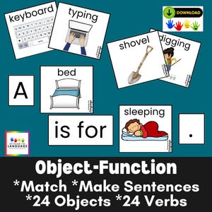 Object Function Cards Set: Match & Sentence Formulation, Speech Therapy Materials, Autism Support