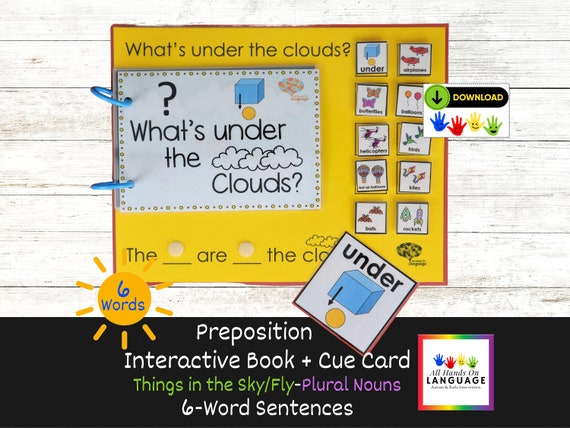 What's Under the Clouds Interactive Book, Preposition UNDER Sentence  Formulation Plurals Things That Fly, Speech Autism PDF Printable -   Canada