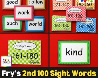 Fry's Second 100 Sight Words Flash Cards (Printable PDF)