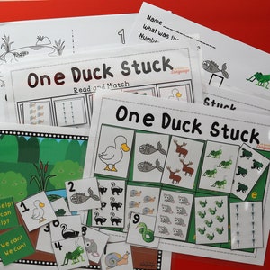 One Duck Stuck Story Companion, Count to 10, Sequencing, Literacy Activities and Coloring Book, Speech and Autism PDF Printable
