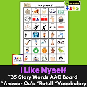 I Like Myself Story Board: Speech Therapy Communication Tool, AAC (PDF Printable)